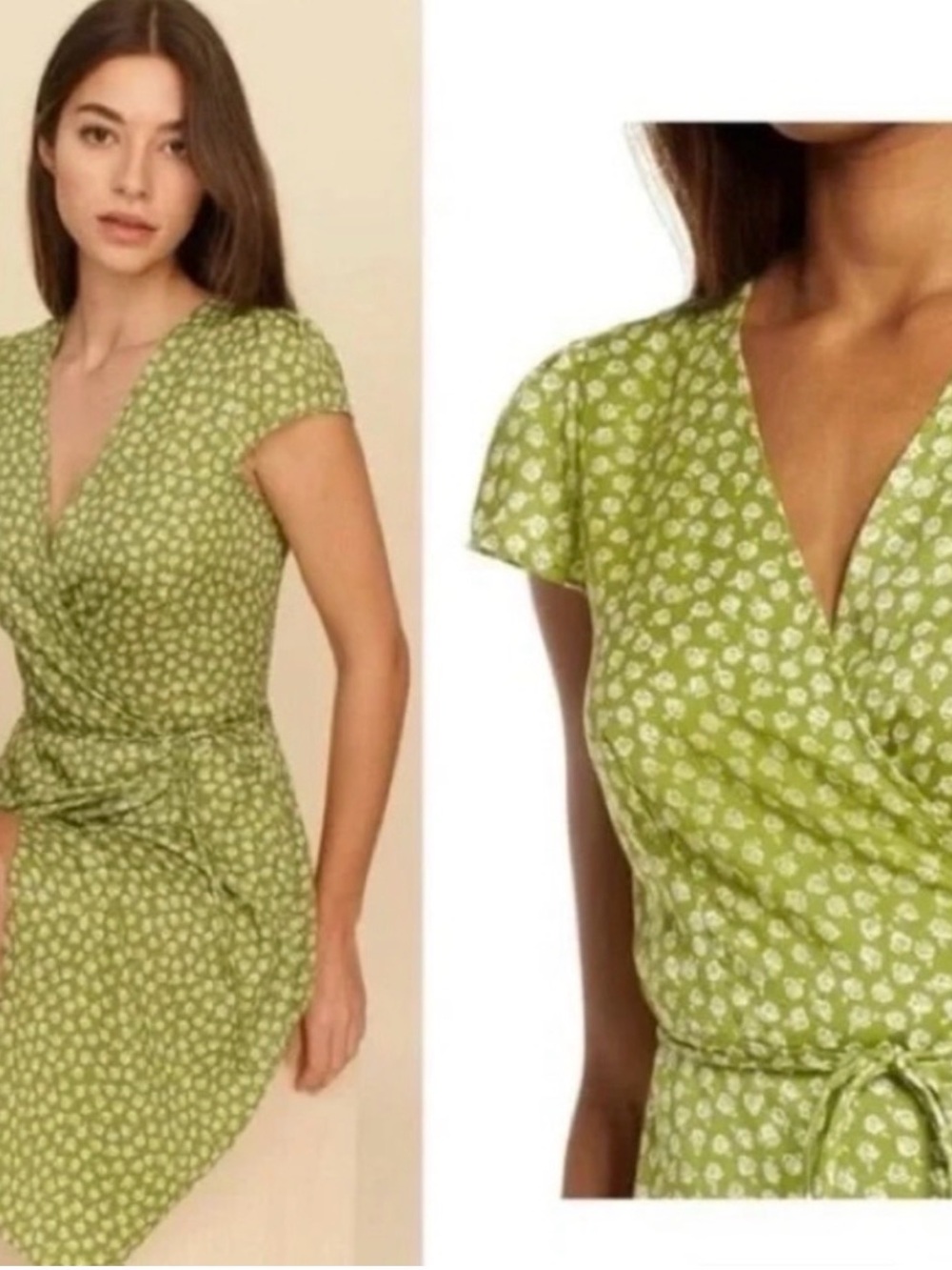 🌺 Reformation Zena Wrap Green Floral Midi Dress